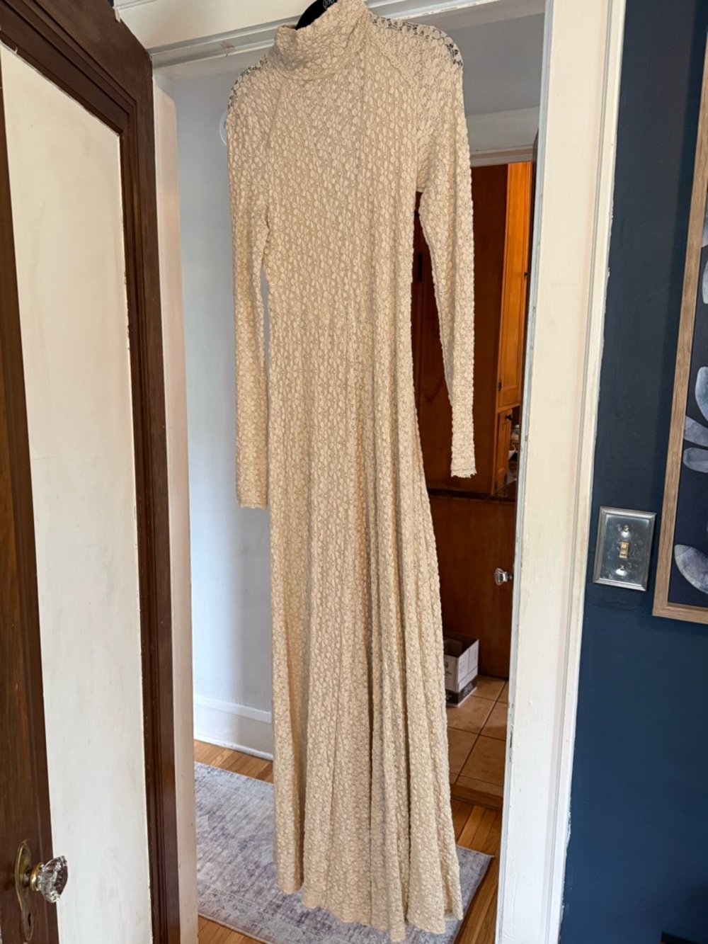 Free People Cream Lace Knit Maxi Dress
